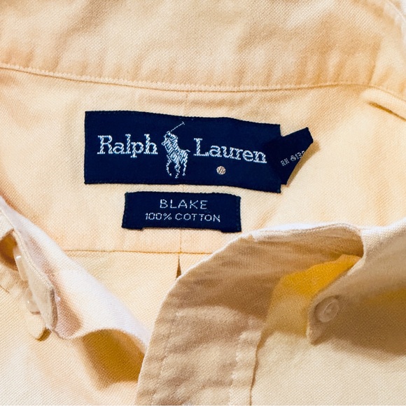 Vintage Ralph Lauren Short Sleeve Button Down Casual Cotton Shirt Yellow Medium - Picture 5 of 12